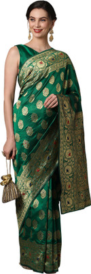 Ratnavati Woven Kanjivaram Silk Blend Saree(Green)