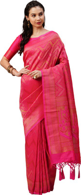 Ratnavati Woven Banarasi Silk Blend Saree(Pink)
