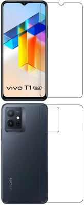 wooden craft Front and Back Tempered Glass for vivo T1 5G {Flexible}, V2141, T1 5G(Pack of 2)