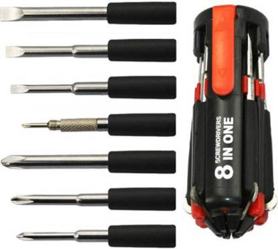 KHALIFA AND BADSHAH Screwdriver 8 in 1 Multi-Function Screwdriver Kit with LED Portable Torch Standard Screwdriver Set(Pack of 1)