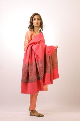 swi stylish Wool Printed Women Shawl(Pink)