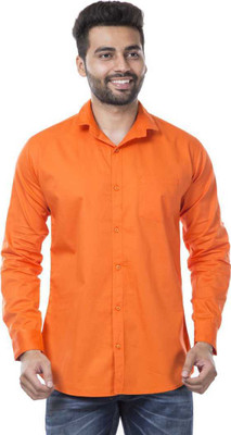 SK Fashion Men Solid Casual Orange Shirt