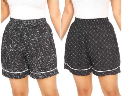 Goodpoint Printed Women Black Night Shorts