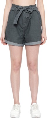 Gods Club Solid Women Denim Grey Denim Shorts