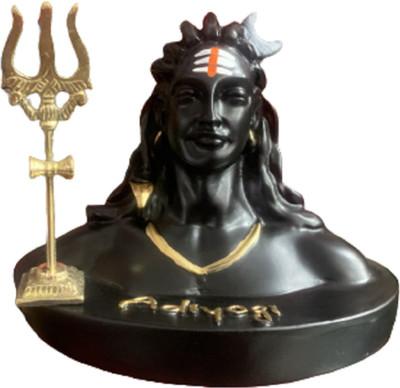 Gyansagar SHIV ADIYOGI IDOL WITH TRISHUL FOR HOME DECOR/CAR DASHBOARD 12 cm Decorative Showpiece  -  12 cm(Polyresin, Black)