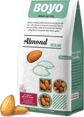 BOYO 100% Natural Californian Almonds 250 gm Badam, Vegan & Gluten Free, Crunchy Almonds(250 g)