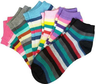 Sting Bee Men & Women Printed, Self Design, Striped, Solid Ankle Length, Low Cut(Pack of 6)