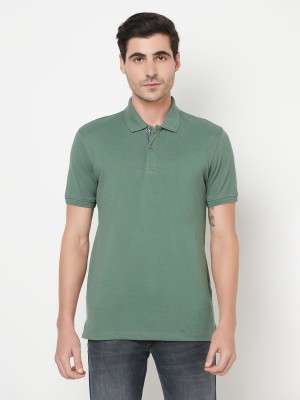 Octave Solid Men Polo Neck Light Green T-Shirt