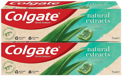 Colgate Natural Extracts Toothpaste Aloe & Green Tea 75ml (2 Pack) Toothpaste (150 ml, Pack of 2)