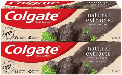 Colgate Natural Extracts Deep Clean with Activated Charcoal Toothpaste 75ml Pack of 2 Toothpaste  (150 ml, Pack of 2)