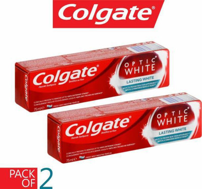 Colgate Optic White Lasting White Whitening Toothpaste – Value Pack – 2 x 75ml Toothpaste (150 ml, Pack of 2)