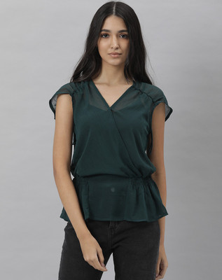 RAREISM Casual Solid Women Green Top