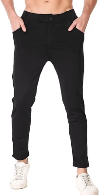 RKM STORE Solid Men Black Track Pants