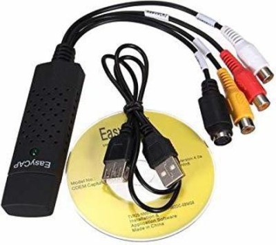 microware  TV-out Cable USB 2.0 Audio Video Capture Card Composite RCA Input for TV DVD VHS Video Cable(Black, For TV)