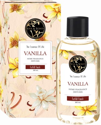 Soul & Scents Vanilla Fragrance for Home, Office Rooms & Washrooms|FREE REED STICKS 12PCS| Refill(300 ml)