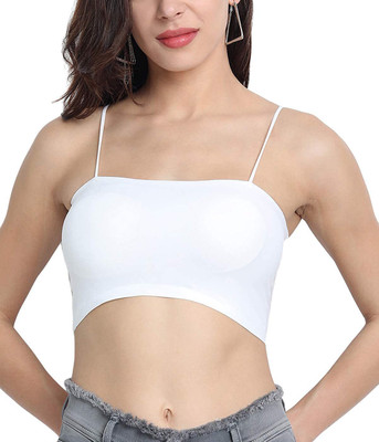 Alroxtion 8881 Women Cami Bra Lightly Padded Bra(White)