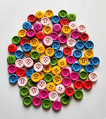 3A Featuretail Multicolor Wooden Buttons for Craft (1.5 cm) Wooden Buttons(Pack of 100)