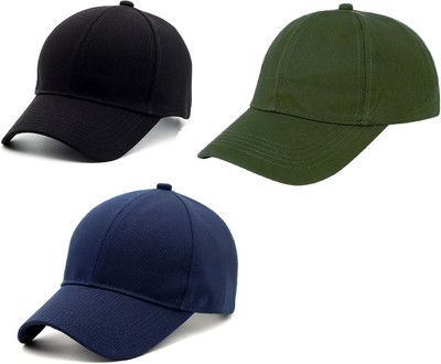 ZACHARIAS Solid Sports/Regular Cap Cap(Pack of 3)