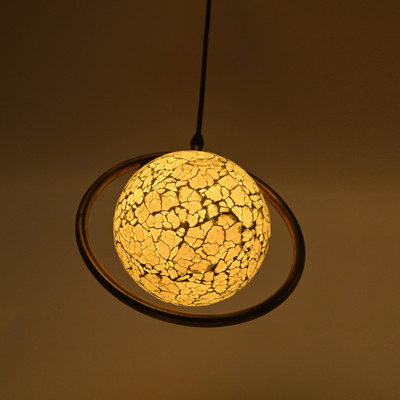 1st Time Ceiling Light Hand Decorated Glass Shade, With All Fitting & Fixture Set of 1 Pendants Ceiling Lamp(Blue, Grey, Gold)