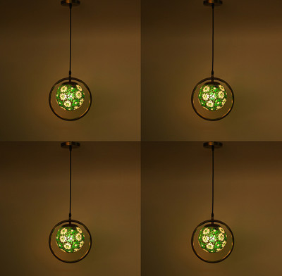 AFAST Decorative Globe Shape Hanging Ceiling Lamp With Stylish Round Ring & Fixture Pendant Lamp Ceiling Lamp(Green, Gold)