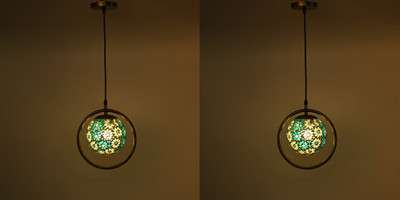 AFAST Decorative Globe Shape Hanging Ceiling Lamp With Stylish Round Ring & Fixture Pendants Ceiling Lamp(Green, Gold)