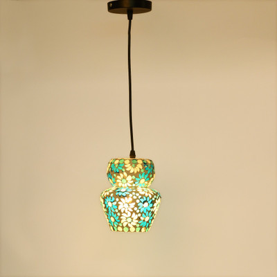 1st Time Ceiling Light Hand Decorated Glass Shade, With All Fitting & Fixture Set of 1 Pendants Ceiling Lamp(Multicolor)