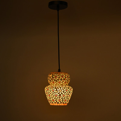 1st Time Ceiling Light Hand Decorated Glass Shade, With All Fitting & Fixture Set of 1 Pendant Lamp Ceiling Lamp(Multicolor)