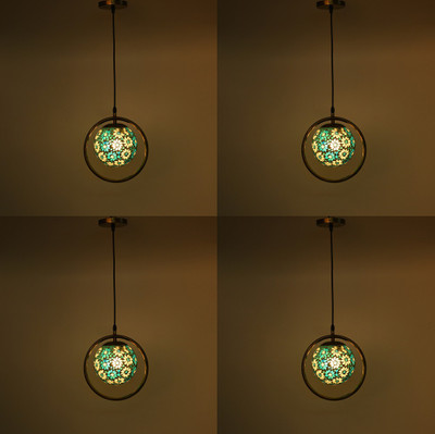 AFAST Decorative Globe Shape Hanging Ceiling Lamp With Stylish Round Ring & Fixture Pendants Ceiling Lamp(Green, Gold)