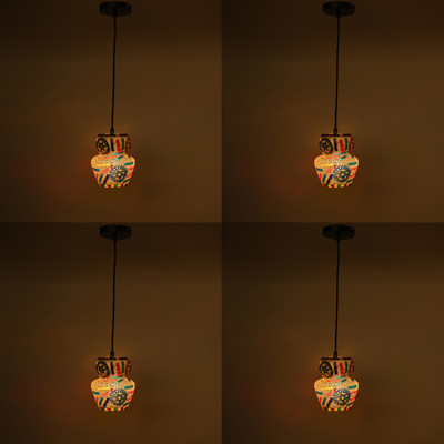 AFAST Table Ceiling Lamp With Glass Shade & All Fitting & Fixture, (Pack Of 4) Pendant Lamp Ceiling Lamp(Multicolor)
