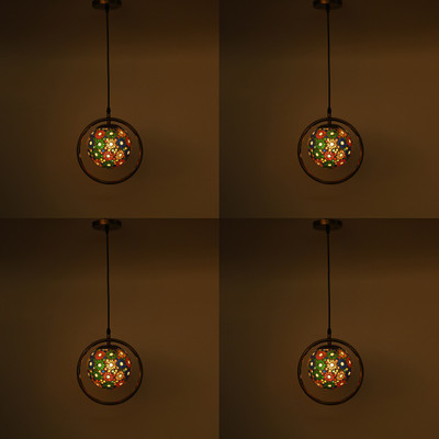 AFAST Decorative Globe Shape Hanging Ceiling Lamp With Stylish Round Ring & Fixture Pendants Ceiling Lamp(Gold)