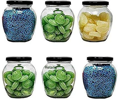 GOOD TO GREAT CREATION Glass Tea Coffee & Sugar Container  - 400 ml(Pack of 6, Black)
