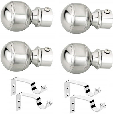 LEEZEN Architectural Hardware Silver Rod Rail Bracket, Curtain Knobs Metal(Pack of 8)