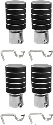 LEEZEN Architectural Hardware Black Rod Rail Bracket, Curtain Hooks, Curtain Rings, Tieback Hook Metal(Pack of 8)