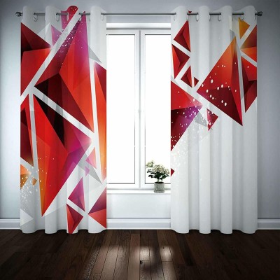 SJV 154 cm (5 ft) Polyester Room Darkening Window Curtain (Pack Of 2)(Geometric, Red)
