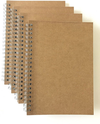 INNAXA 4 Pack A5 Dot Grid Spiral Notebooks and Journals, A5 Notebook Dotted 100 Pages(Brown Dotted, Pack of 4)