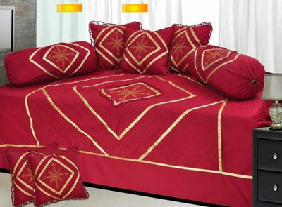RADECOR Cotton Geometric Diwan Set(Maroon)