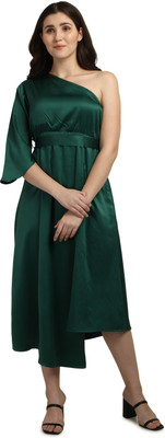Smarty Pants Women Fit and Flare Green Midi/Calf Length Dress