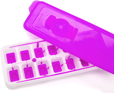 Signoraware Food Grade BPA Free Plastic Freezer Ice Cube Mould Tray Box for Fridge Purple Silicone Ice Cube Tray(Pack of1)