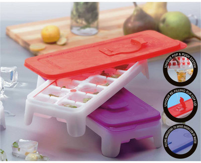 Signoraware Ice Tray With Silicon pack of 2 Blue Plastic Ice Cube Tray(Pack of2)