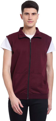 KZALCON Sleeveless Solid Men Jacket