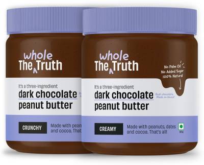 The Whole Truth - Dark Chocolate Peanut Butter - Creamy & Crunchy Combo | All Natural | Vegan | 650 g