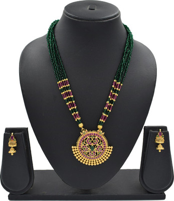 Sandhya Designer Studio Stone Green, Gold Jewellery Set(Pack of 1)