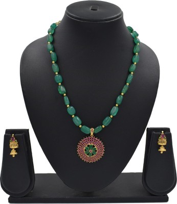 Sandhya Designer Studio Stone Green, Gold Jewellery Set(Pack of 1)