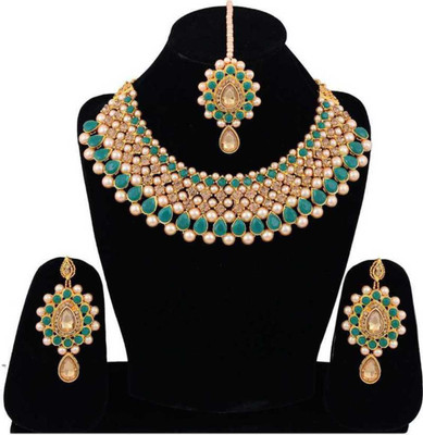 TWOLOVER Alloy Gold-plated Green Jewellery Set(Pack of 3)