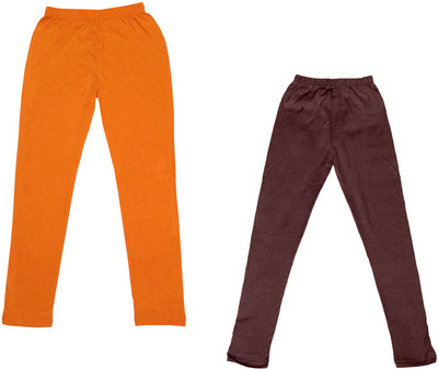 Indistar Legging For Girls(Orange Pack of 2)