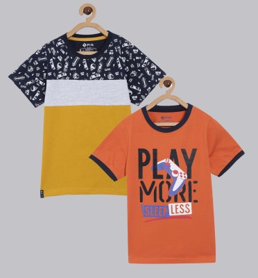 3PIN Boys Graphic Print Cotton Blend T Shirt(Multicolor, Pack of 2)