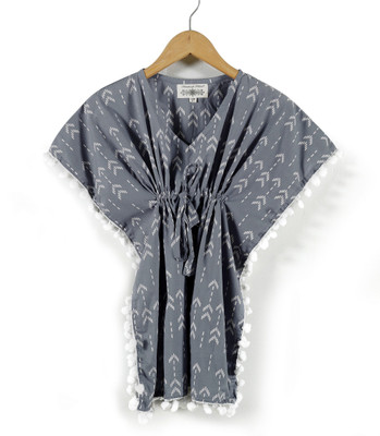Ravaiyaa - Attitude Is Everything Girls Casual Pure Cotton Kaftan Top(Blue, Pack of 1)