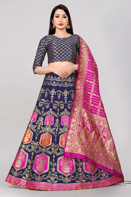 SHREE CREATION Self Design Semi Stitched Lehenga Choli(Blue)