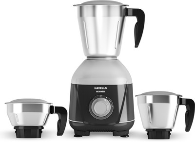 HAVELLS Mixwell _ GHFMGCIK050 500 Mixer Grinder (3 Jars, Black Grey)