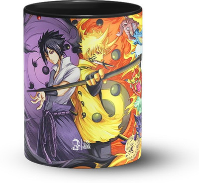 The Desi Monk Naruto Vs Sasuko Coffee & Tea Cup With Print 330 ml Ceramic Coffee Mug(330 ml)